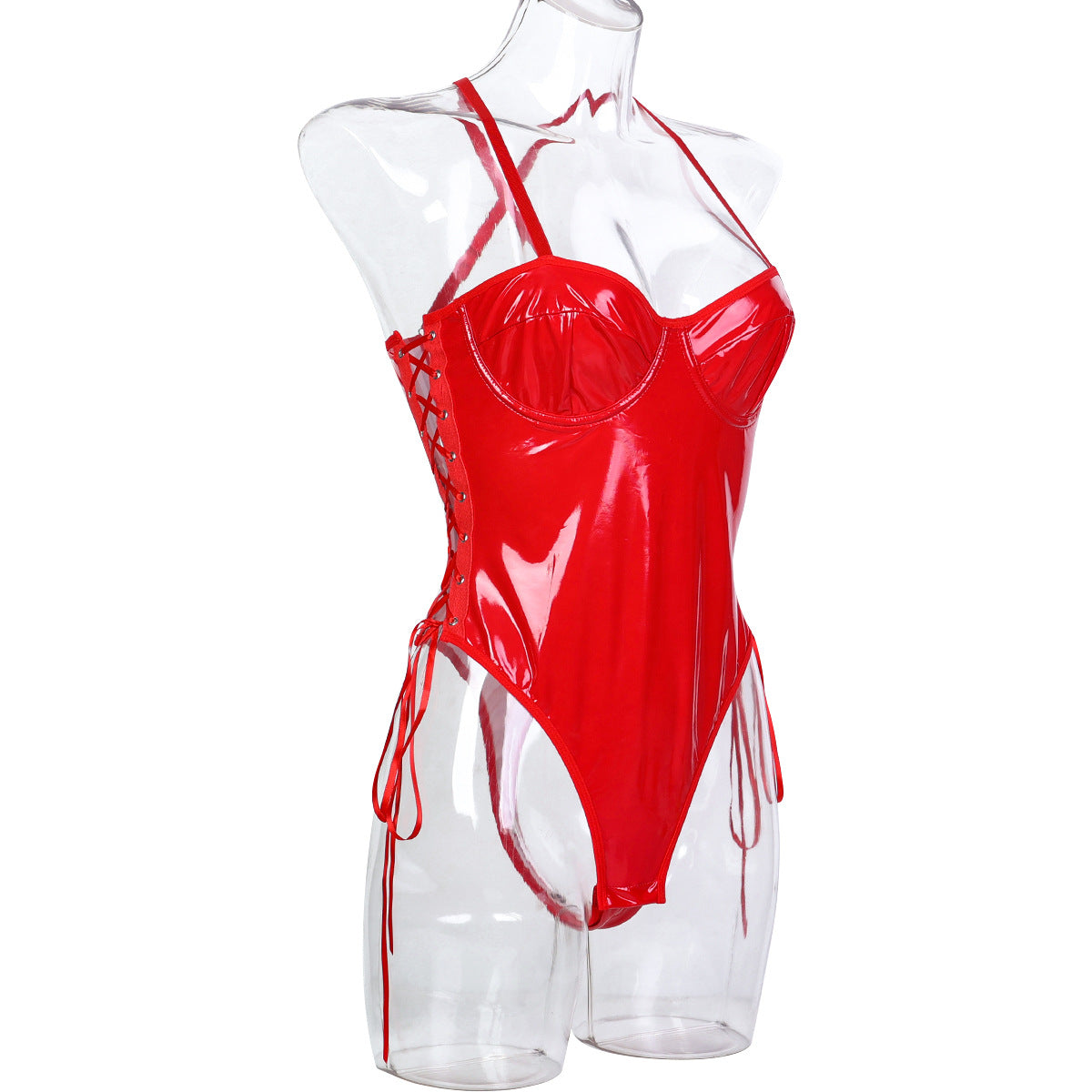 Lustrous Lace-Up Bodysuit
