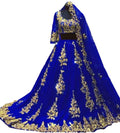 Sexy Indian Arabic Burgundy Wedding Dresses with Cape Veil Two Piece Gold Lace Muslim Half Sleeve Blue Dubai Bride Gown Custom