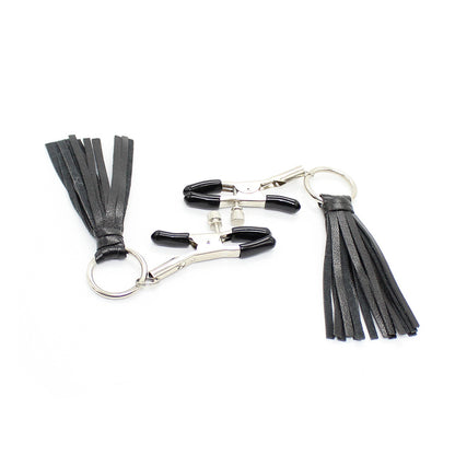 Faux Leather Fringe Nipple Clamps