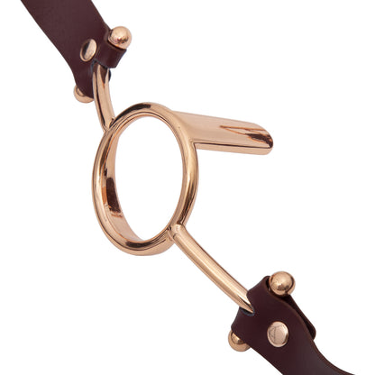 Gold O-Ring Faux Leather Mouth Restraint