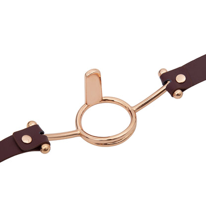 Gold O-Ring Faux Leather Mouth Restraint