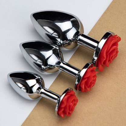 Rose Metal Anal Plug Set